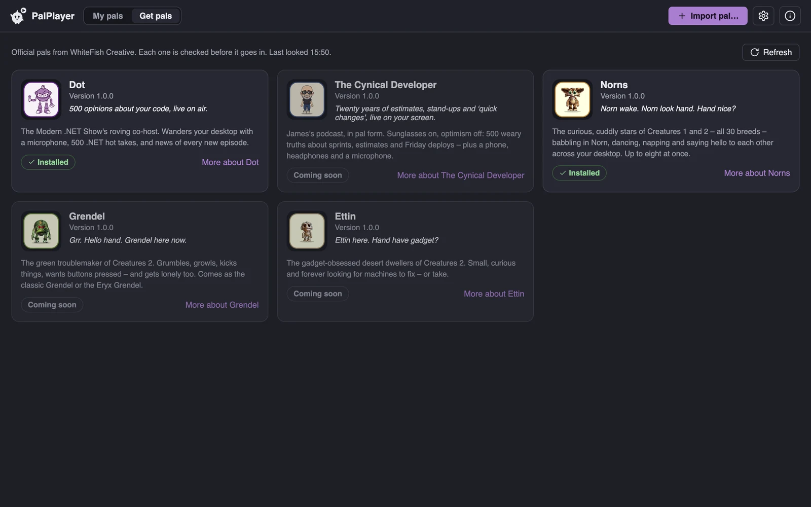 PalPlayer's Get pals tab